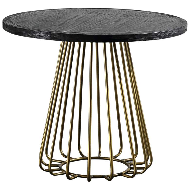 Image 1 Madrid 35 1/2 inchW Matte Black and Brushed Brass Dining Table