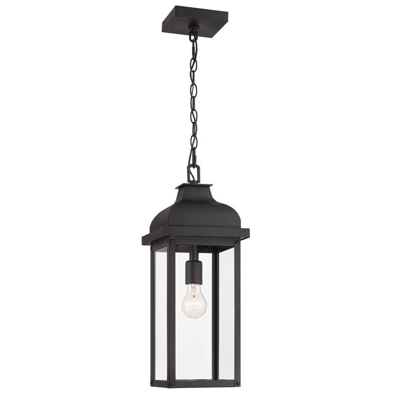 Image 1 Madrid 8" Wide Black Outdoor Pendant w/ Clear Shade