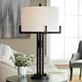 1_Madrid Black Industrial Modern Table Lamp with Dimmer with USB