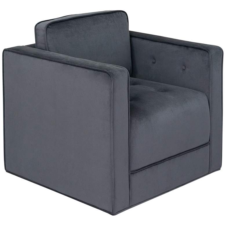 Image 2 Madrid Gray Velvet Fabric Tufted Swivel Accent Chair