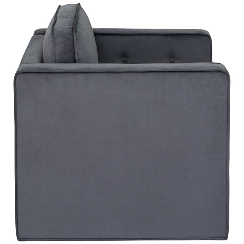 Image 6 Madrid Gray Velvet Fabric Tufted Swivel Accent Chair more views