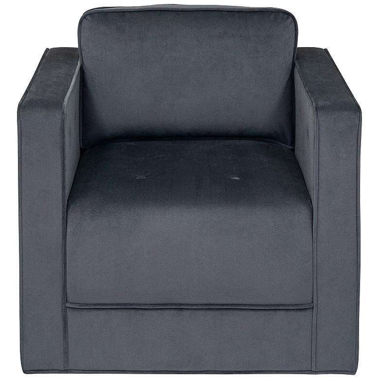 Image 7 Madrid Gray Velvet Fabric Tufted Swivel Accent Chair more views