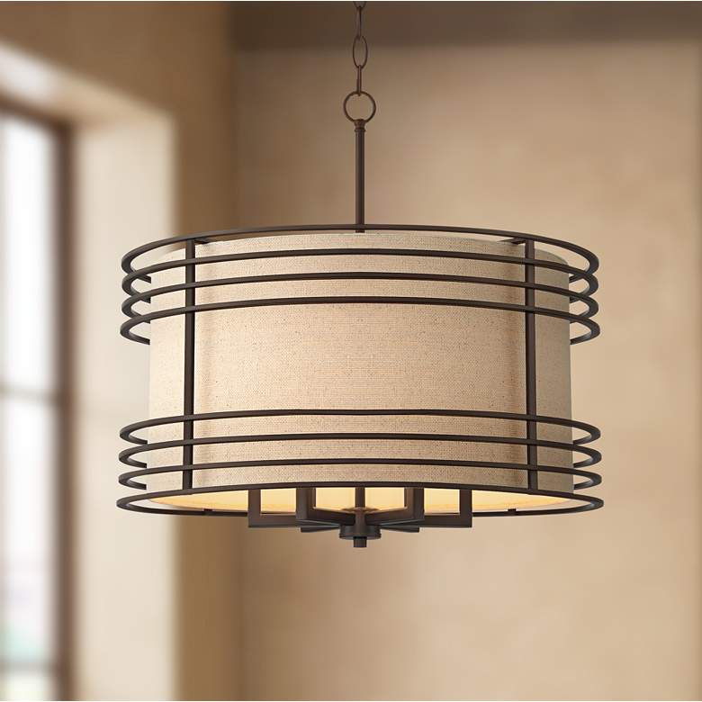 Image 1 Madrigal 24 1/4" Wide Oil-Rubbed Bronze Drum Pendant Light