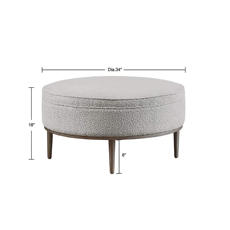 Image 7 Madrona 24"W Gray Fabric Round Cocktail Ottoman/Coffee Table more views