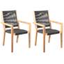 Madsen Set of 2 Outdoor Dining Chairs with Grey Teak Finish in Eucalyptus