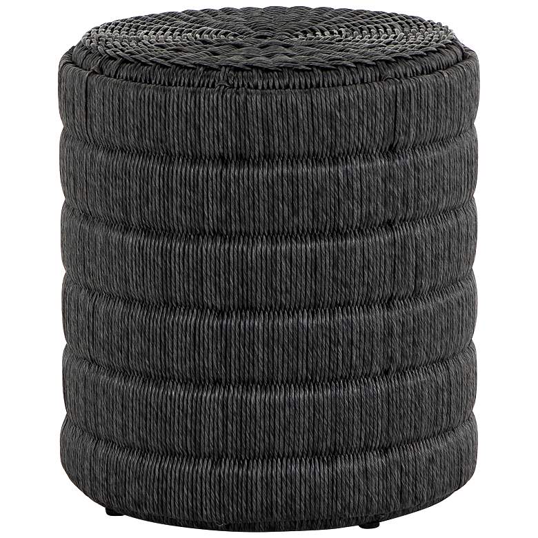 Image 1 Madura 18" Wide Vintage Coal Round Wicker End Table