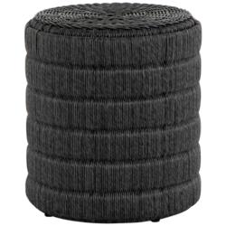 Madura 18&quot; Wide Vintage Coal Round Wicker End Table