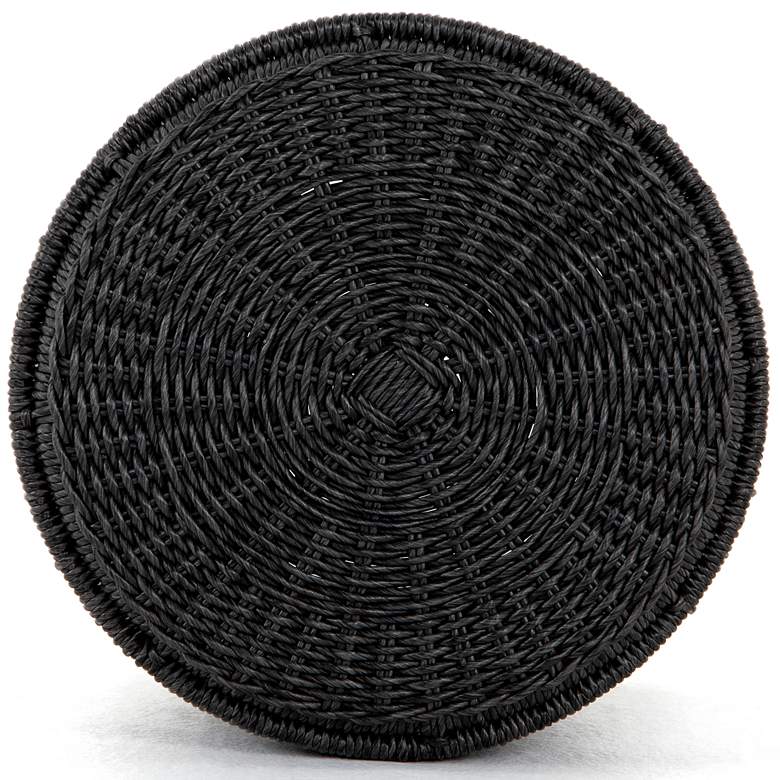 Image 6 Madura 18" Wide Vintage Coal Round Wicker End Table more views