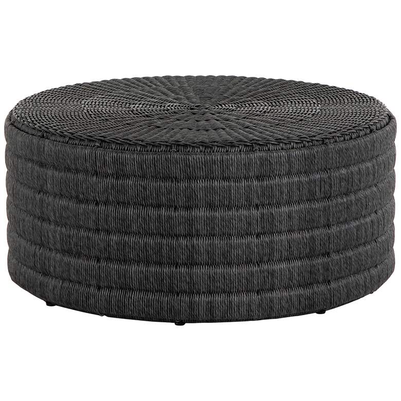 Madura 36&quot; Wide Vintage Coal Round Wicker Coffee Table