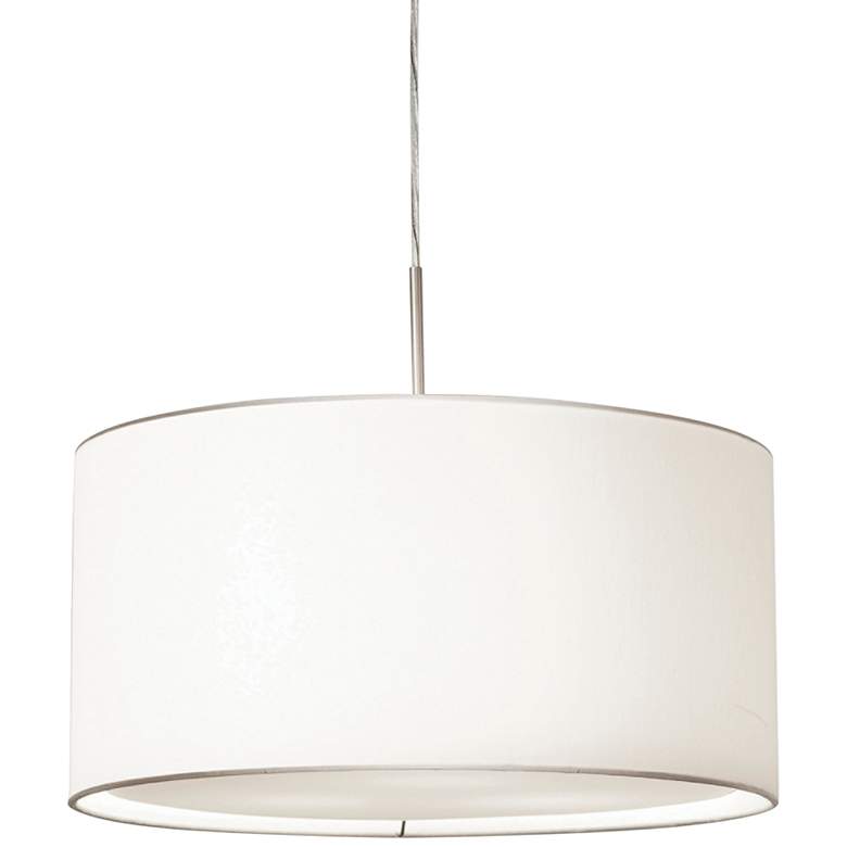 Image 1 Mae 20" Wide Satin Nickel and White Drum Pendant Light