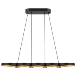 Maestro 37 3/4" Wide Black and Gold LED Linear Pendant