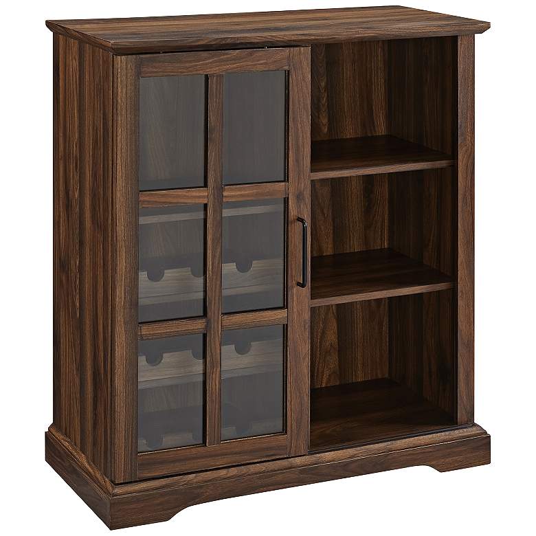 Maeve 31 1/2&quot; Wide Dark Walnut Wood 1-Door Bar Cabinet