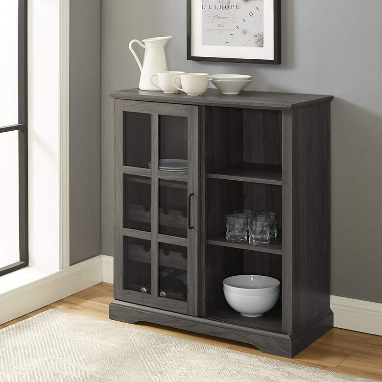 Image 1 Maeve 31 1/2" Wide Slate Gray Wood 1-Door Bar Cabinet