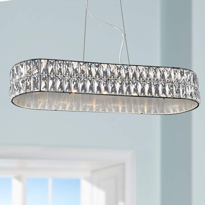 Image 1 Magari 26 1/4 inch Wide Chrome LED Kitchen Island Light Pendant