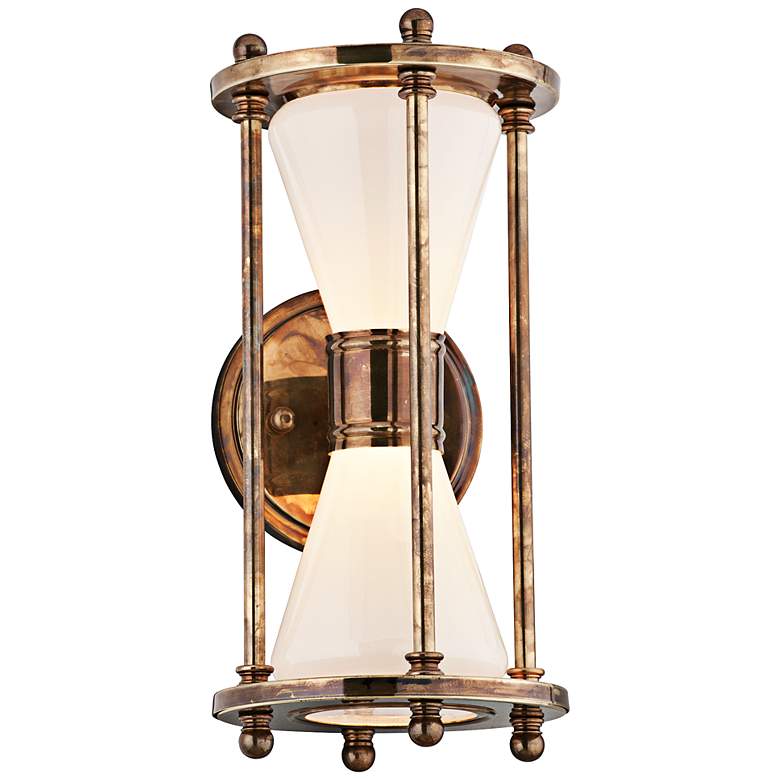 Image 1 Magellan 13 inch High Brass Hourglass LED Outdoor Wall Light
