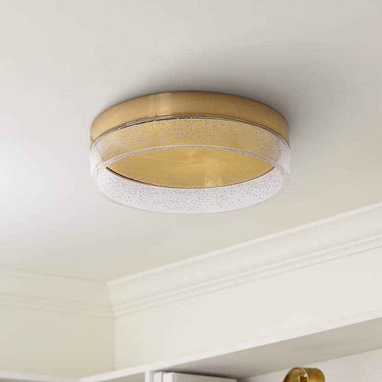 Image 1 Maggie 11 3/4" Wide Round Satin Brass LED Ceiling Light