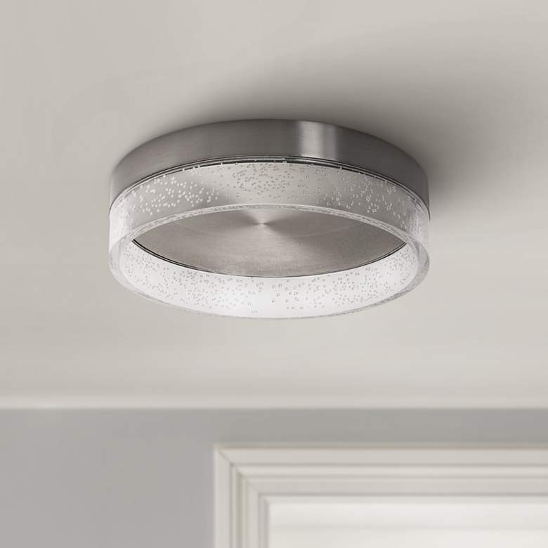 Maggie 11 3/4&quot; Wide Round Satin Nickel LED Ceiling Light