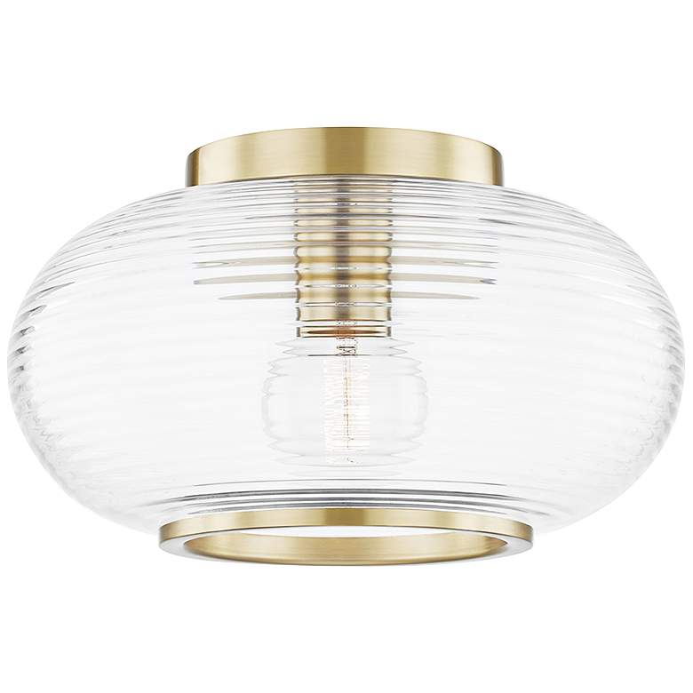 Image 2 Maggie 12 3/4 inchW Aged Brass Ceiling Light with Glass Shade