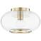 Maggie 12 3/4"W Aged Brass Ceiling Light with Glass Shade