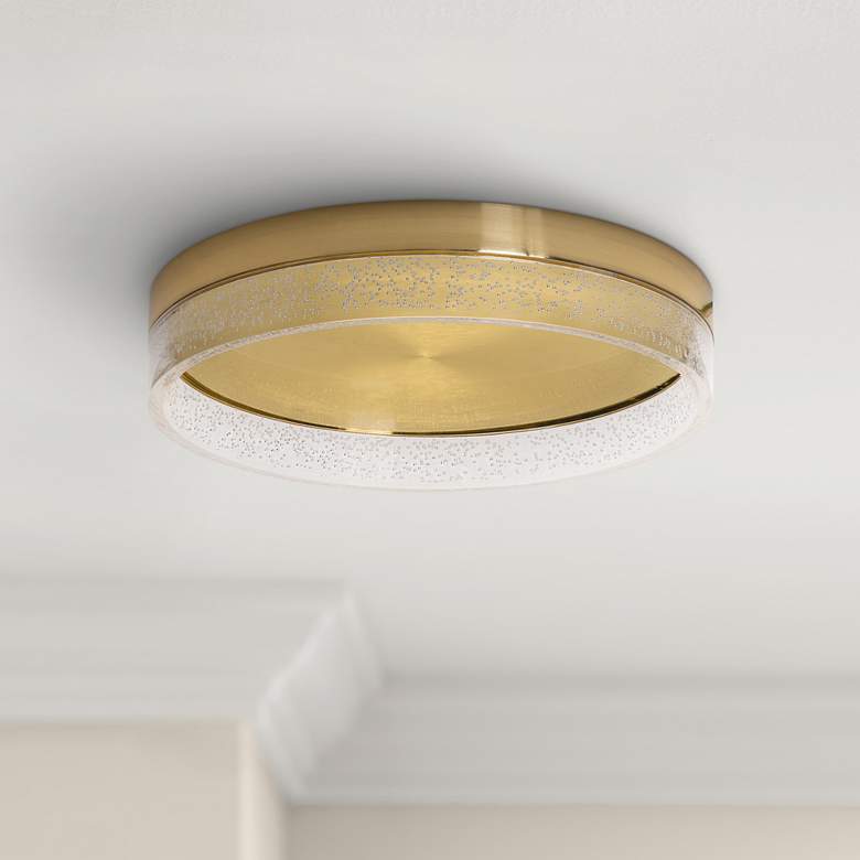 Maggie 15 3/4&quot; Wide Round Satin Brass LED Ceiling Light