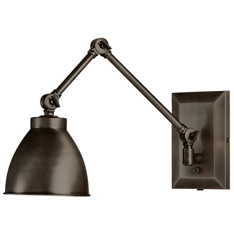 Image 1 Maggie 6 3/4" High Architectural Bronze Swing Arm Wall Lamp