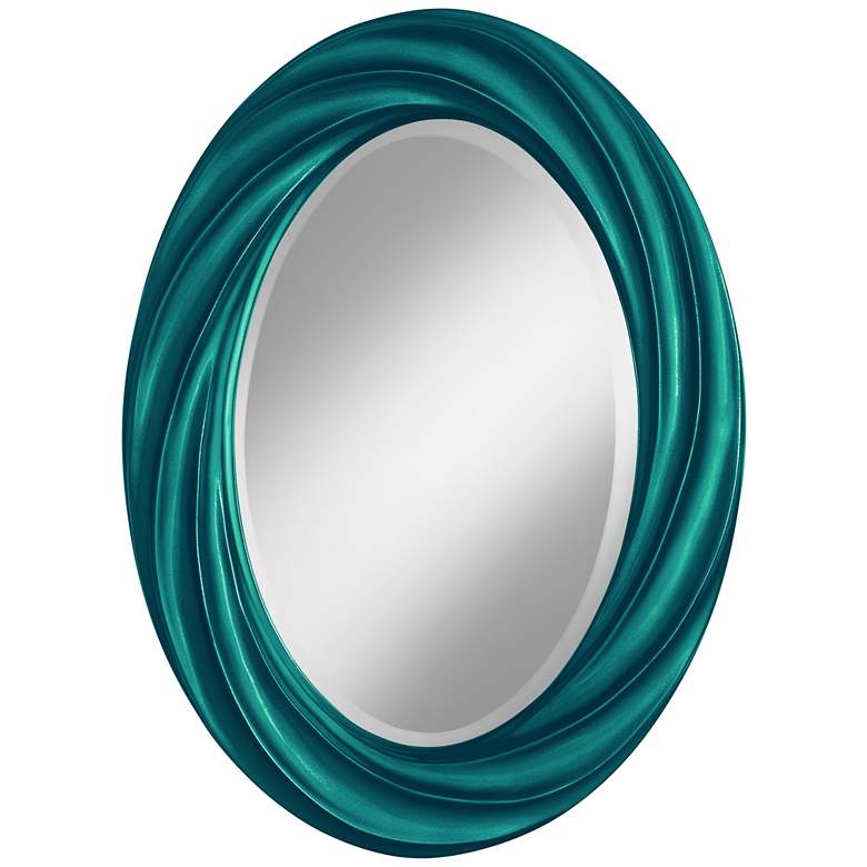 Image 1 Magic Blue Metallic 30 inch High Oval Twist Wall Mirror