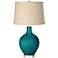 Magic Blue Metallic Burlap Drum Shade Ovo Table Lamp