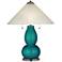 Magic Blue Metallic Fulton Table Lamp with Fluted Glass Shade
