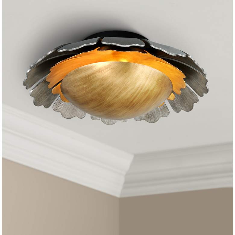 Image 1 Magic Garden 20 inch Wide Black Graphite Bronze Leaf Ceiling Light