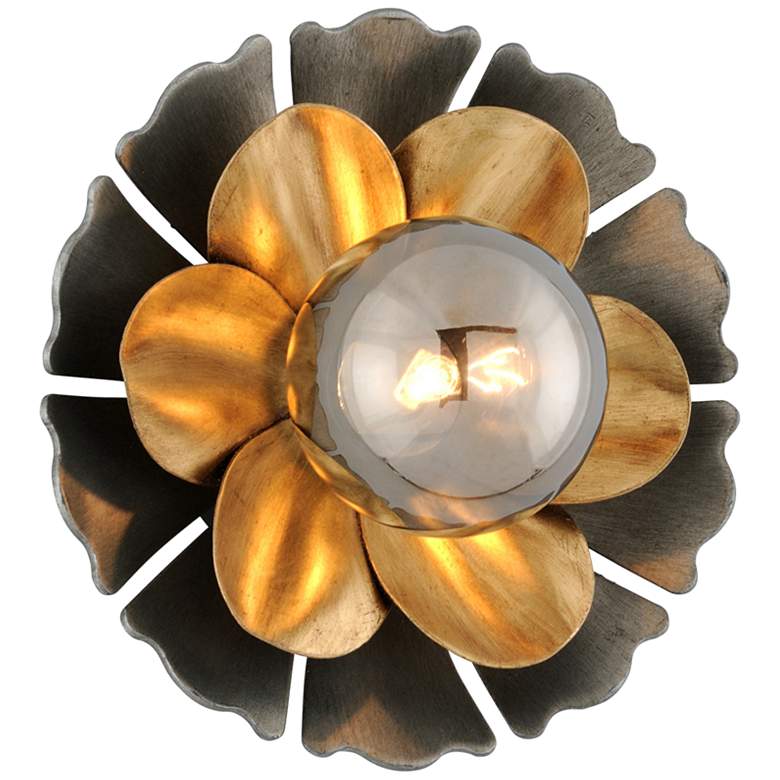 Image 1 Magic Garden 8 3/4"H Black Graphite Bronze Leaf Wall Sconce