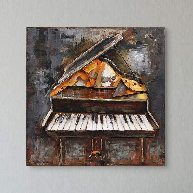 Image 2 Magic Key 32" Square Mixed Media Metal Dimensional Wall Art