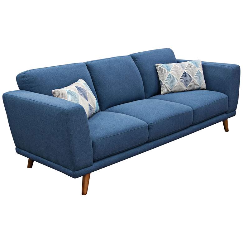Image 1 Magnetic Retro 3-Over-3 Seaside Blue Fabric Sofa