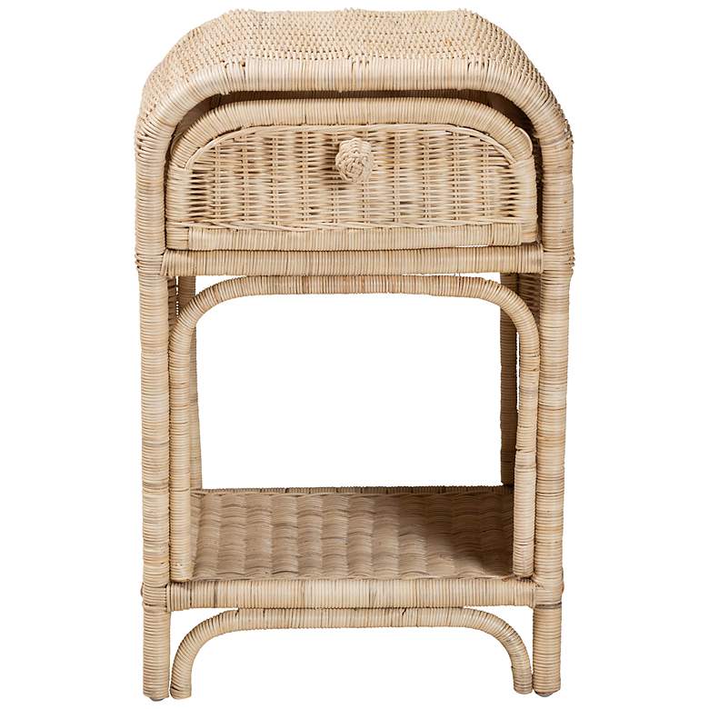 Image 7 Magni 18" Wide Natural Brown Rattan 1-Drawer Nightstand more views