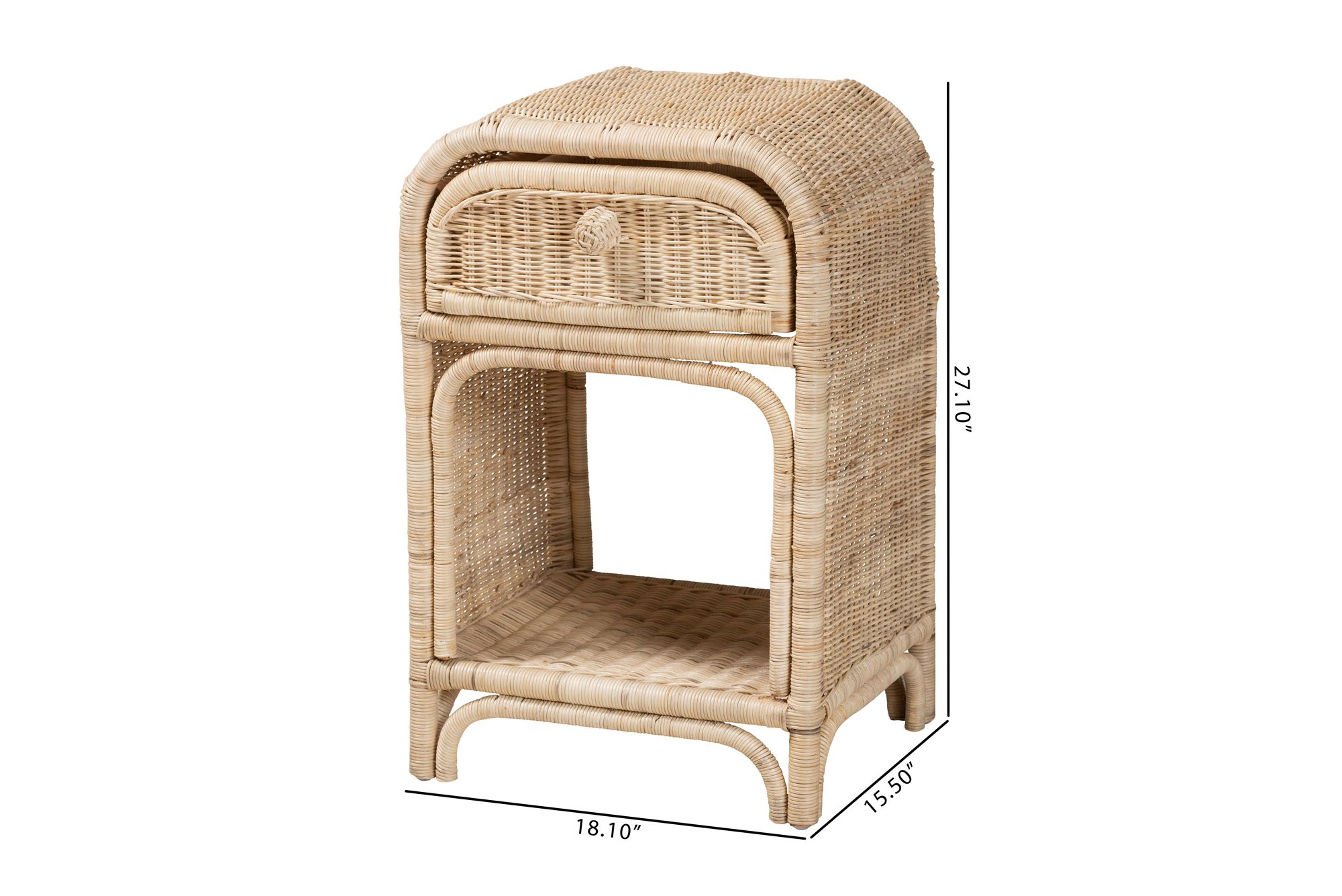 Magni 18" Wide Natural Brown Rattan 1-Drawer Nightstand