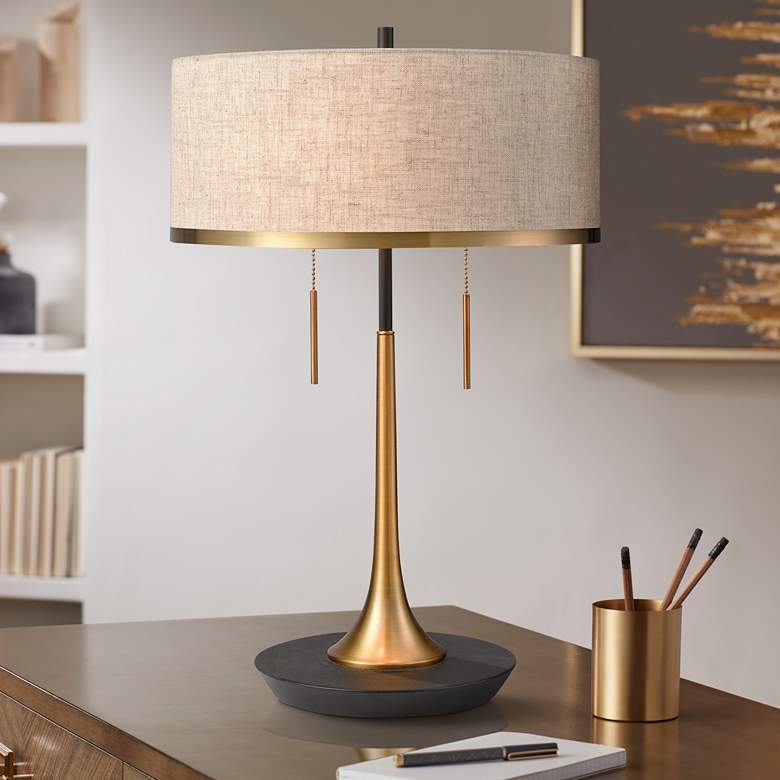 Image 1 Magnifica Black Aged Brass 2-Light Accent Table Lamp