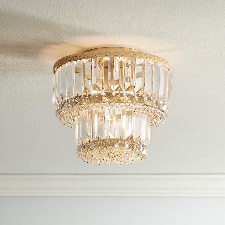 Image 1 Magnificence 10 1/2 inchW Soft Gold Crystal LED Ceiling Light
