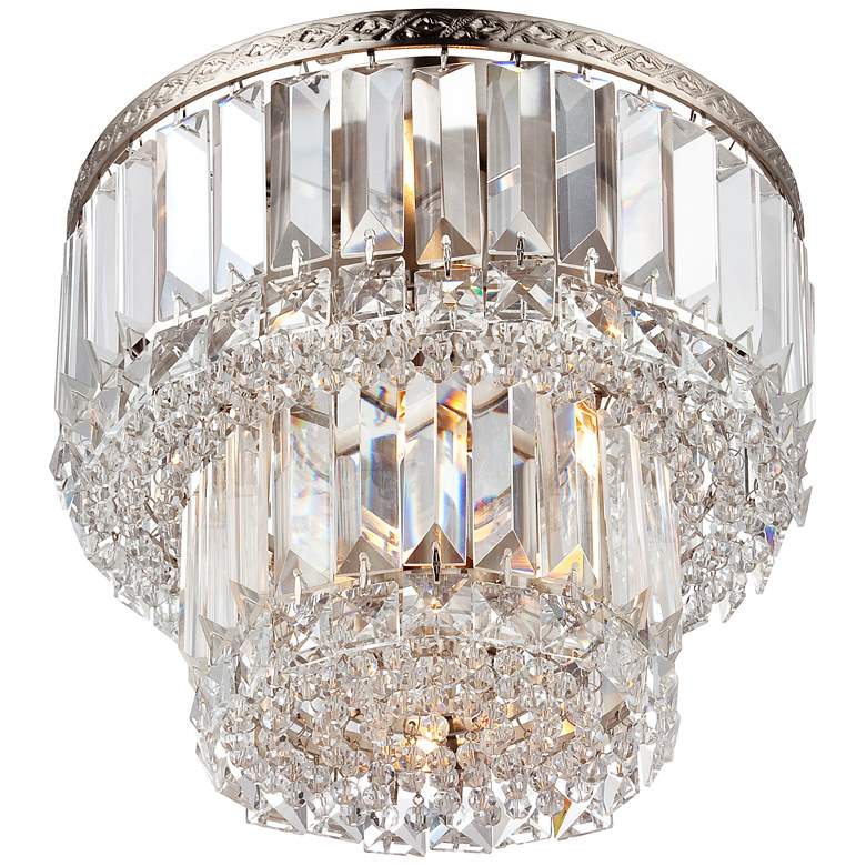 Magnificence 10&quot; Wide Satin Nickel and Crystal LED Ceiling Light