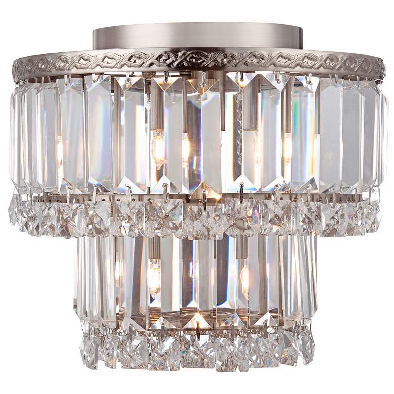 Magnificence 10&quot; Wide Satin Nickel and Crystal LED Ceiling Light more views