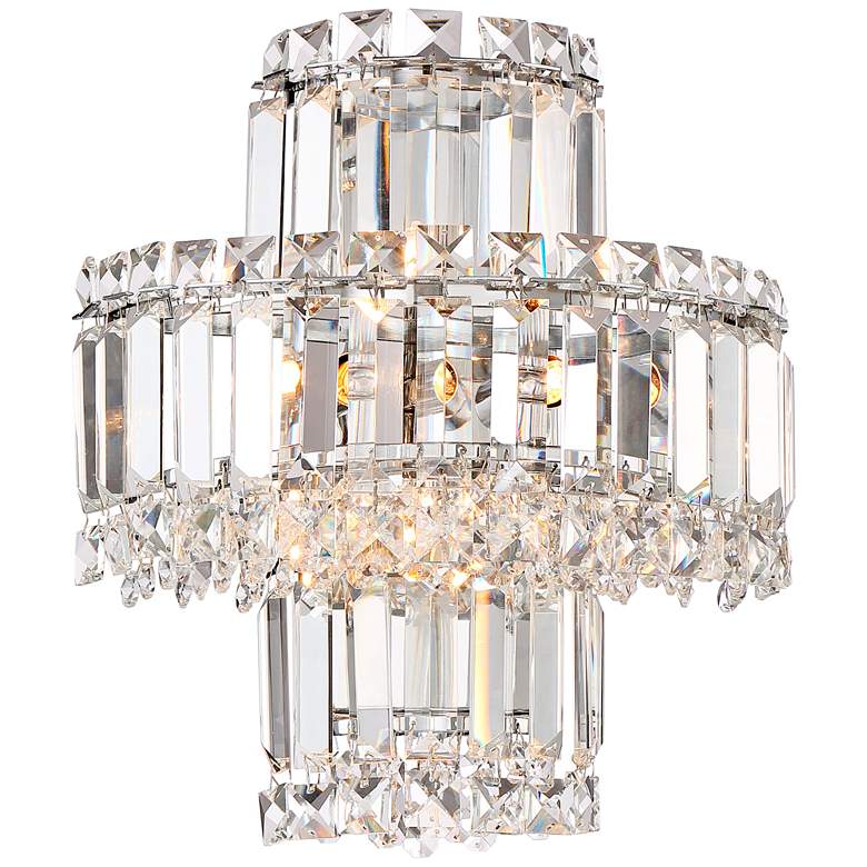 Image 5 Magnificence 12 1/2 inch High Chrome and Crystal LED Wall Sconce Set of 2 more views