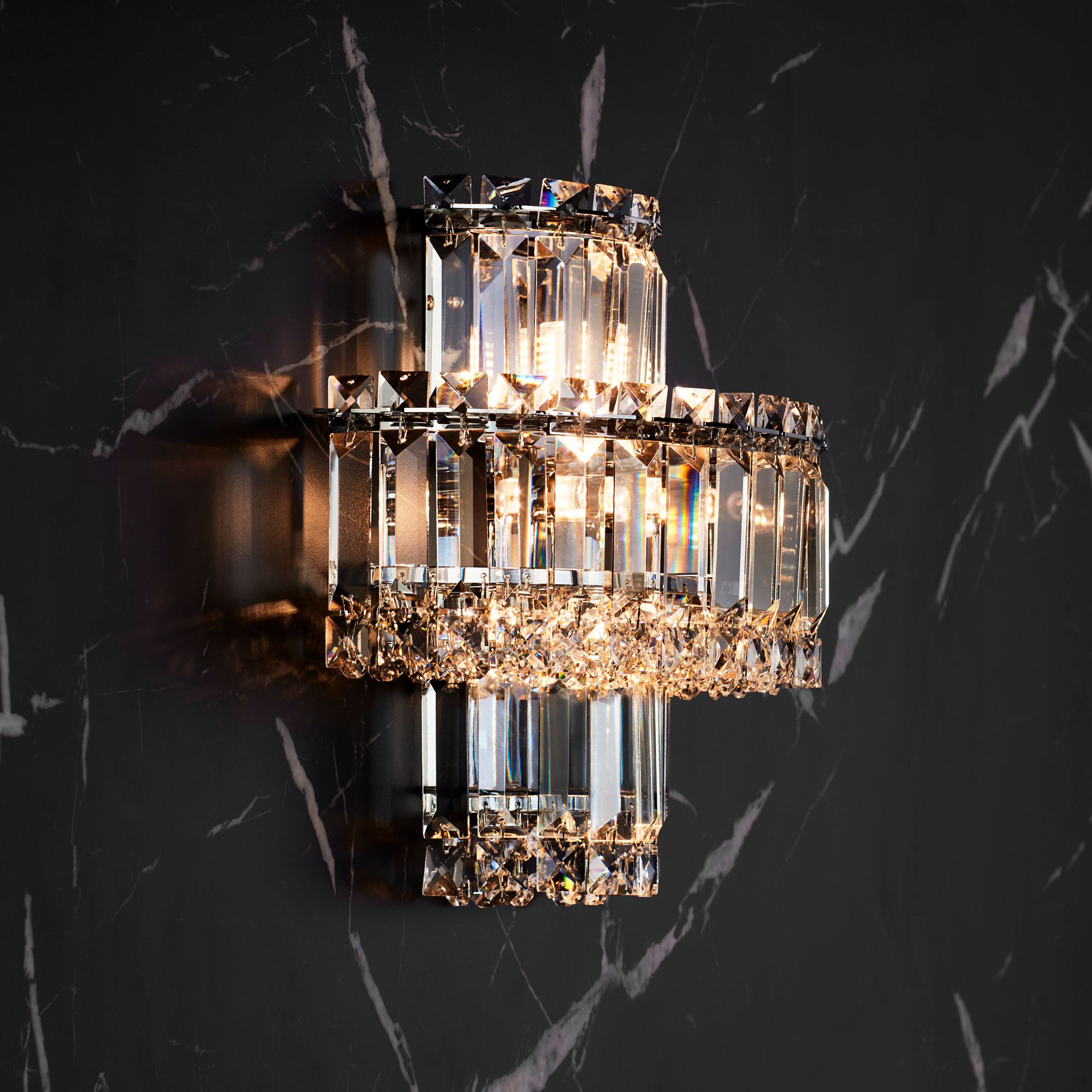 Magnificence 12 1/2" High Chrome and Crystal LED Wall Sconce Set of 2