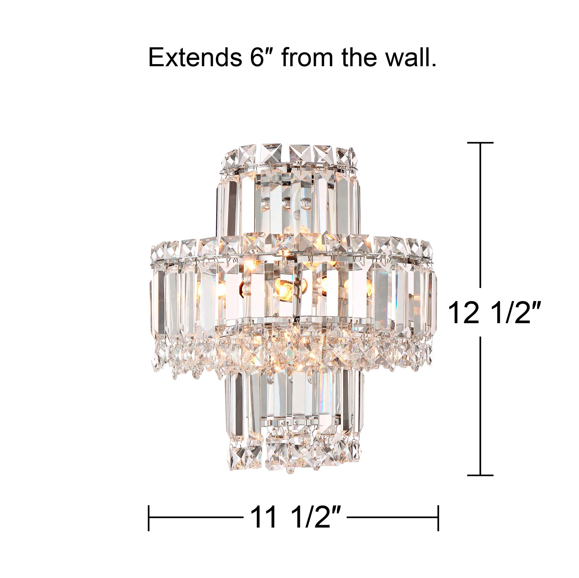 Magnificence 12 1/2" High Chrome and Crystal LED Wall Sconce Set of 2