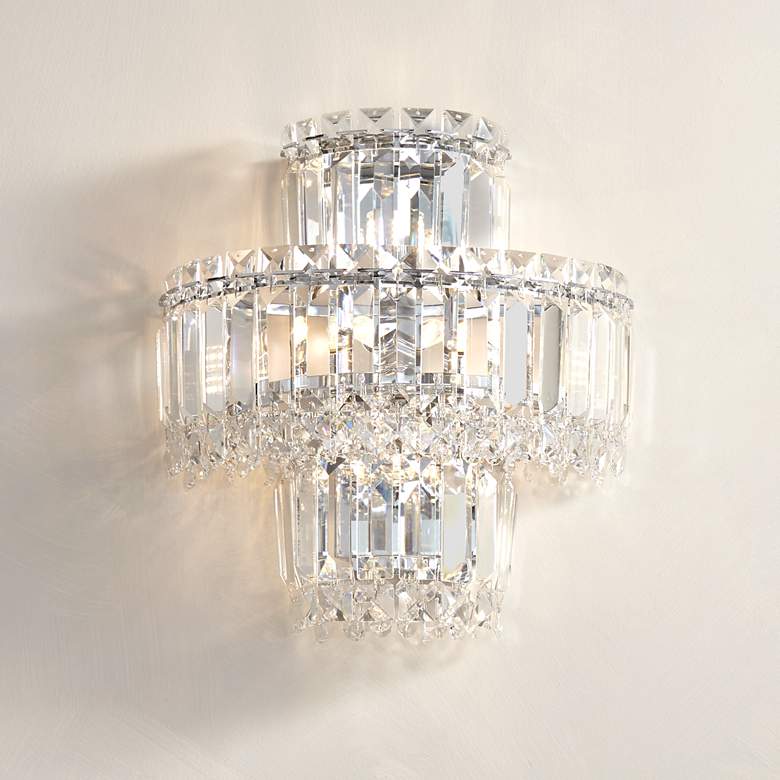 Image 1 Magnificence 12 1/2" High Chrome and Crystal LED Wall Sconce