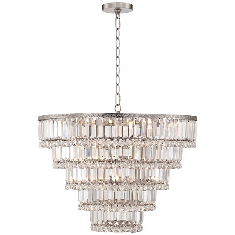Magnificence 24 1/2 inchW Satin Nickel and Crystal LED 15-Light Chandelier more views