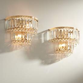 Image1 of Magnificence Gold 10" Wide Crystal Wall Sconce Set of 2