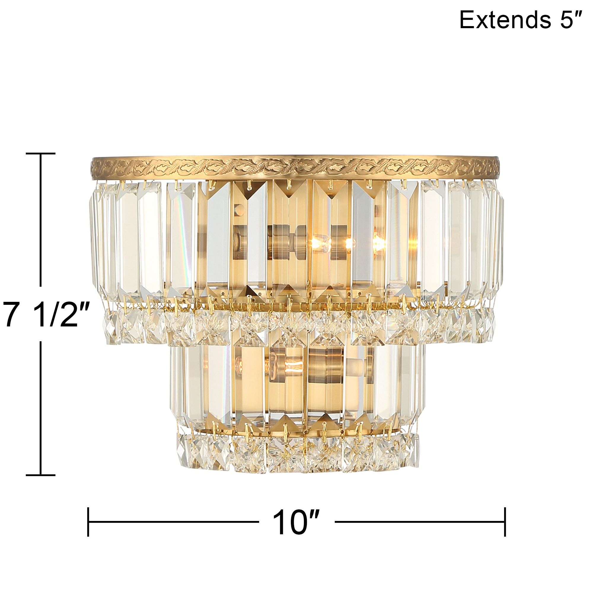 Magnificence Gold 10" Wide Crystal Wall Sconce Set of 2