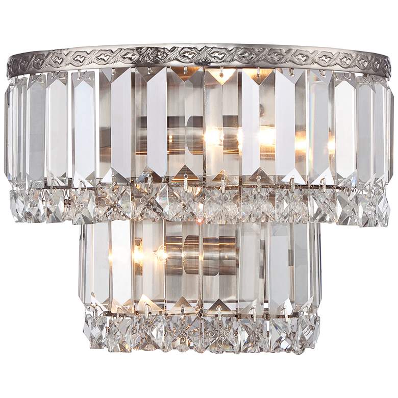 Image 4 Magnificence Satin Nickel 10 inch Wide Crystal Wall Sconce Set of 2 more views