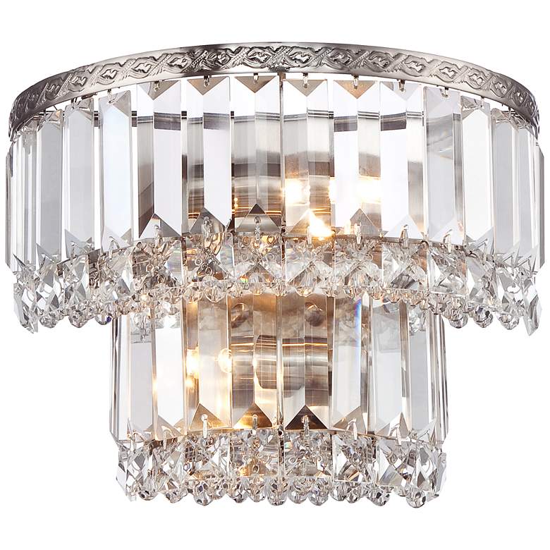 Image 3 Magnificence Satin Nickel 10 inch Wide Crystal Wall Sconce