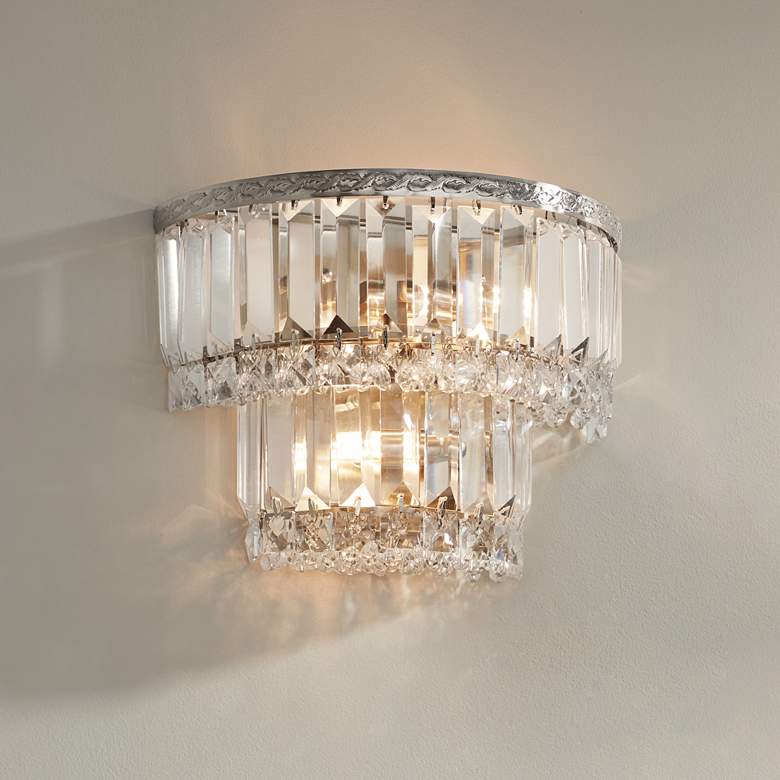 Image 2 Magnificence Satin Nickel 10 inch Wide Crystal Wall Sconce