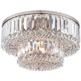 Magnificence Satin Nickel 16&quot; Wide Crystal Ceiling Light