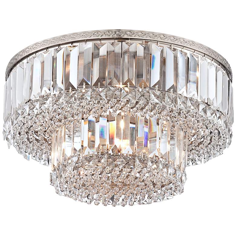 Image 2 Magnificence Satin Nickel 16 inch Wide Crystal Ceiling Light
